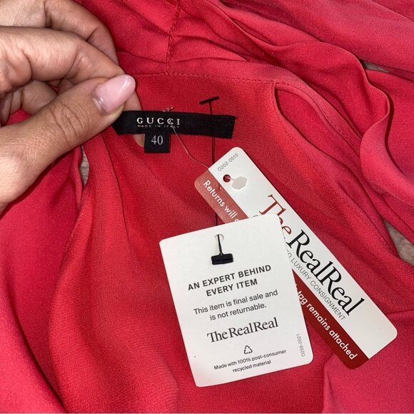 GUCCI Silk Dress Pink Fuschia Belted Cowl Neck Mini 2009 Vintage Hedi Slimane 40 - Picture 4 of 8
